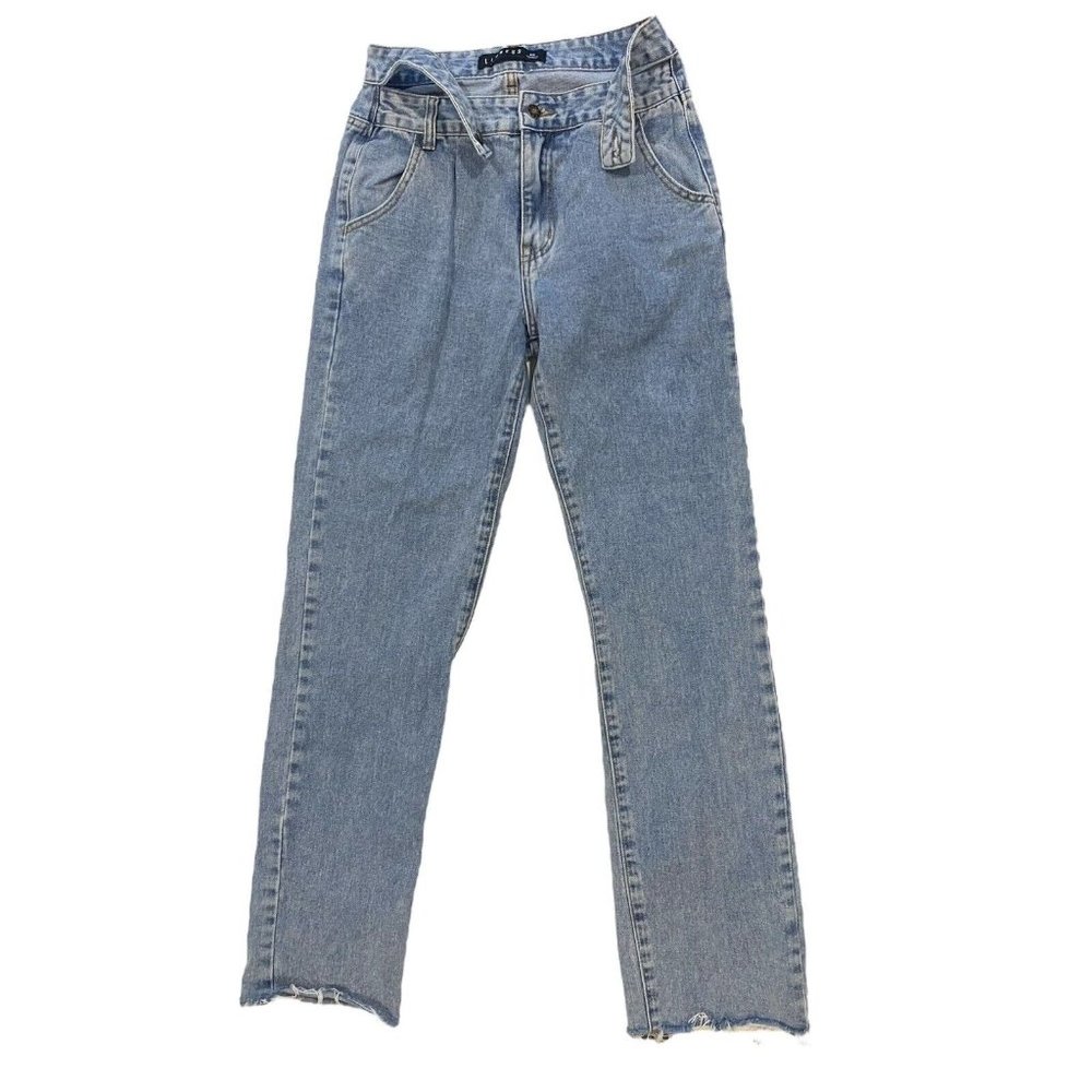 PRINCESS POLLY Lioness Women's Jeans Light Wash High Rise Peekaboo Waist XS